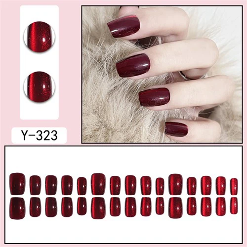 ریڈ کیٹ آنکھ مختصر مربع جعلی ناخن